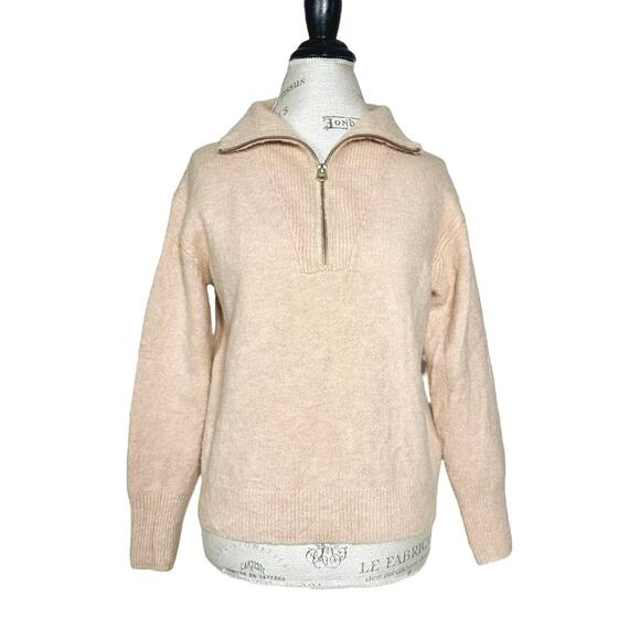 J. Crew | Women | Tan Merino Wool Alpaca Blend Quarter Zip Knit Sweater | Sz XS - Picture 2 of 12